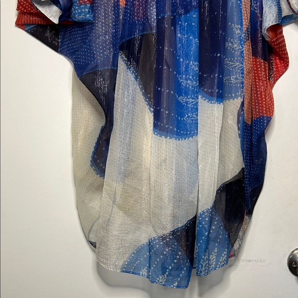 Diane Von Furstenberg Fleurette Billowy Chiffon Silk Batik Land Kaftan Dress - Picture 11 of 16